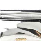 Metallic Patent Calfskin La Pochette Rond Carre Silver