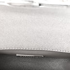 Mirror Calfskin Small Top Handle Clutch With Chain Silver