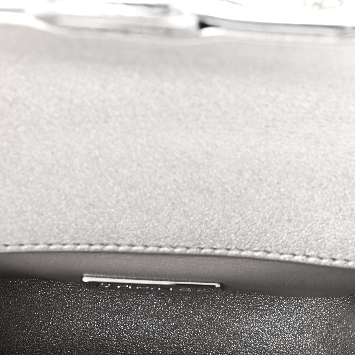 Mirror Calfskin Small Top Handle Clutch With Chain Silver