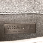 Mirror Calfskin Small Top Handle Clutch With Chain Silver