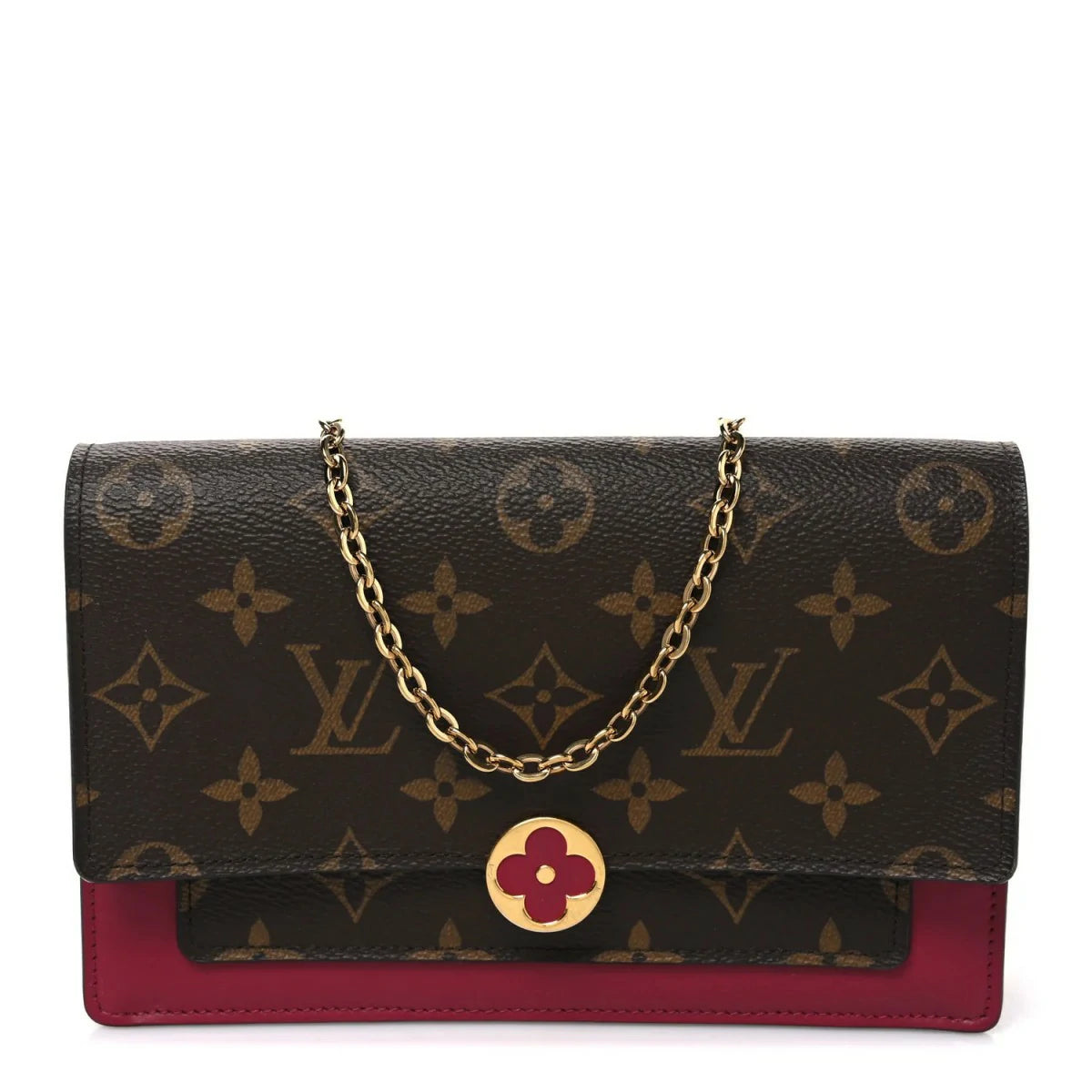 Monogram Flore Chain Wallet Fuchsia