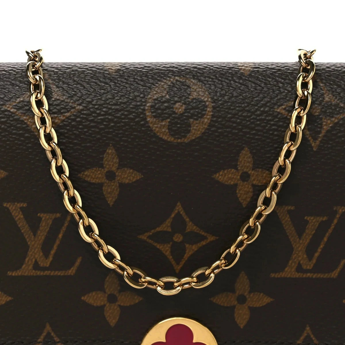 Monogram Flore Chain Wallet Fuchsia