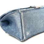 Nappa Denim Printed Small Hourglass Top Handle Bag Denim Blue