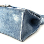Nappa Denim Printed Small Hourglass Top Handle Bag Denim Blue