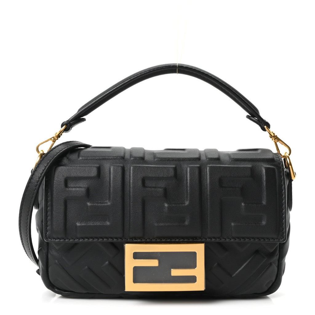 Nappa FF 1974 Embossed Mini Baguette Black