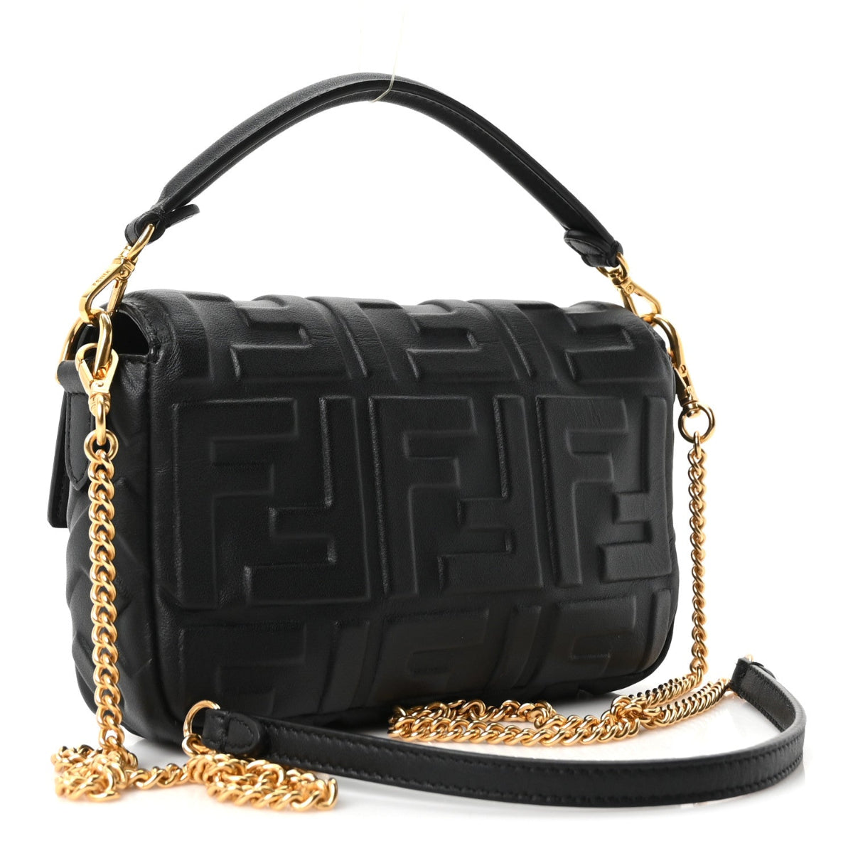 Nappa FF 1974 Embossed Mini Baguette Black