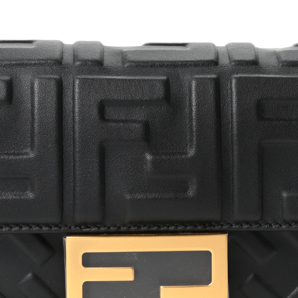 Nappa FF 1974 Embossed Mini Baguette Black