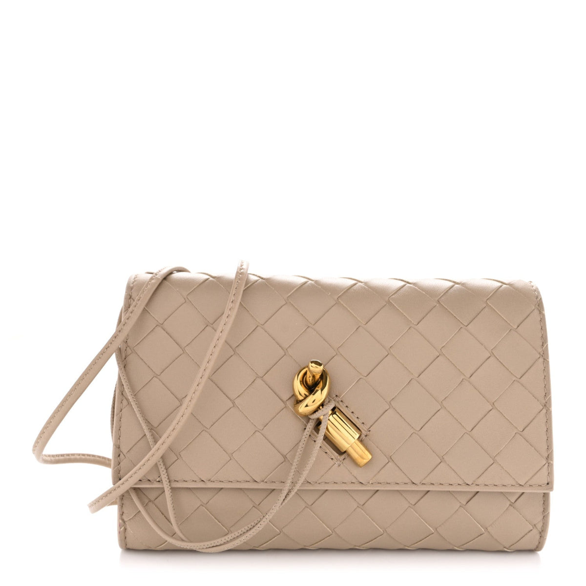Nappa Intrecciato Andiamo Pouch On Strap Ecru