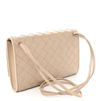 Nappa Intrecciato Andiamo Pouch On Strap Ecru