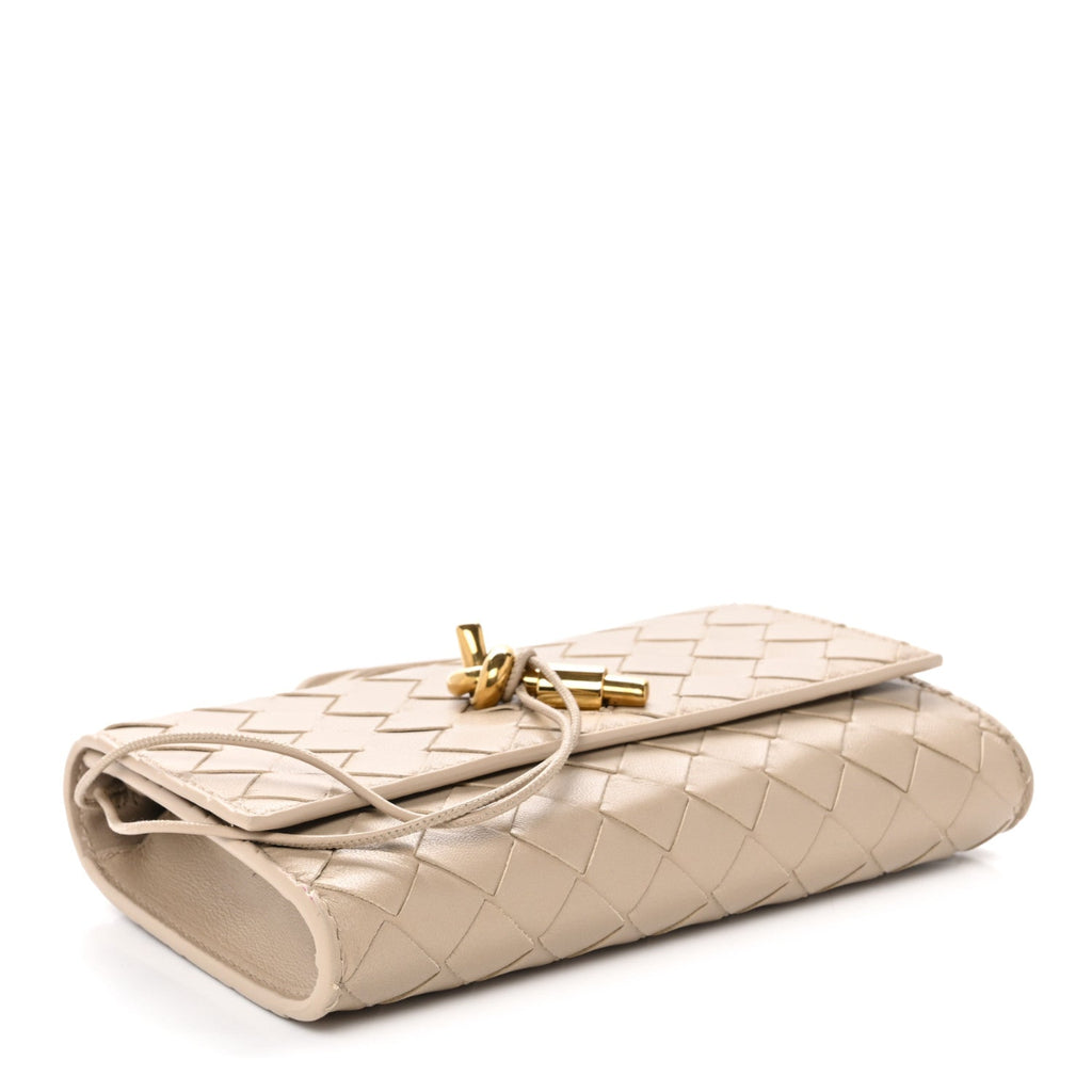 Nappa Intrecciato Andiamo Pouch On Strap Ecru