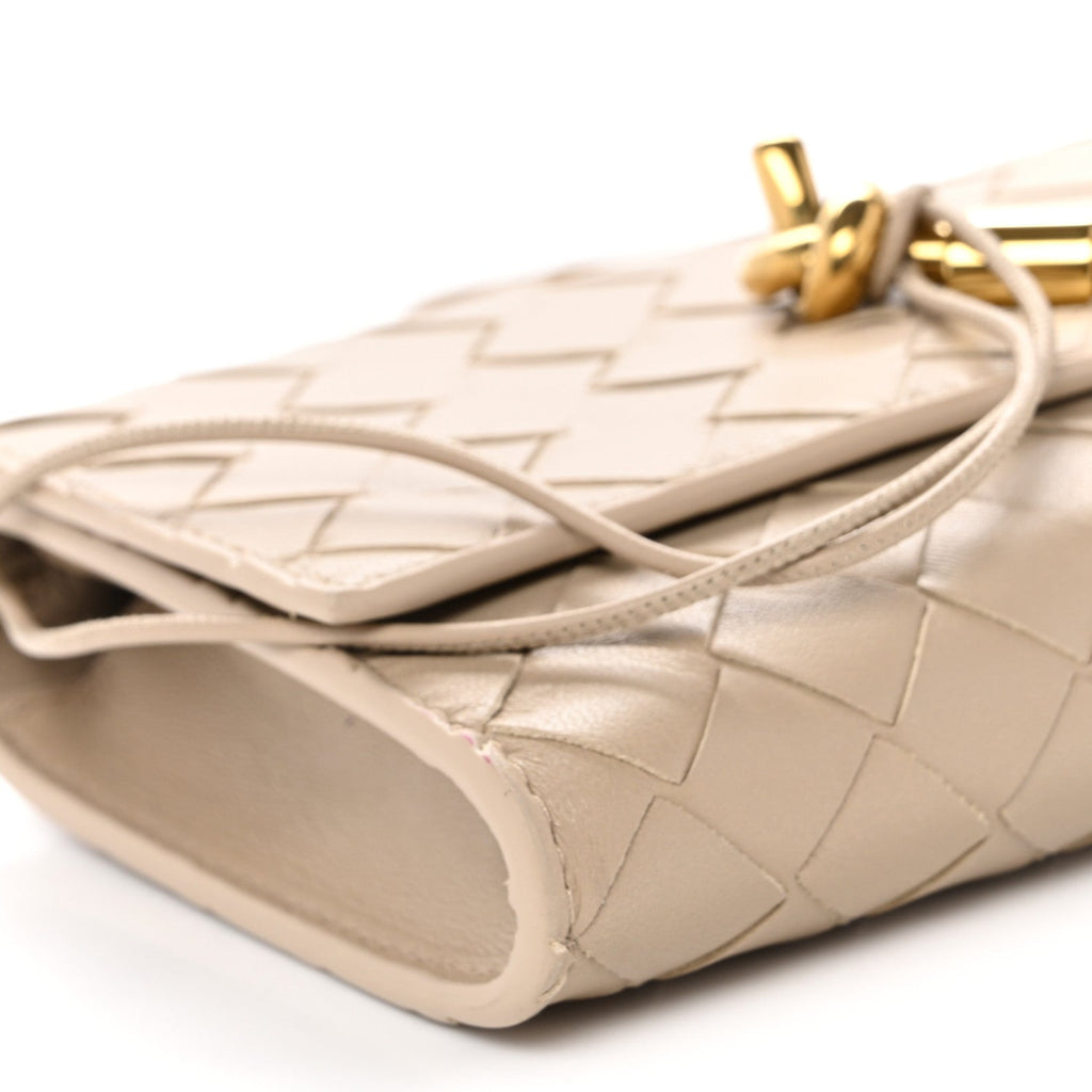 Nappa Intrecciato Andiamo Pouch On Strap Ecru