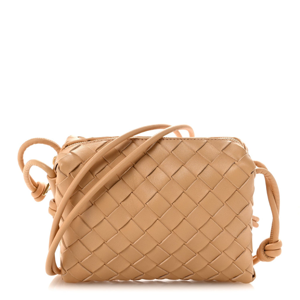 Nappa Intrecciato Mini Loop Camera Bag Almond