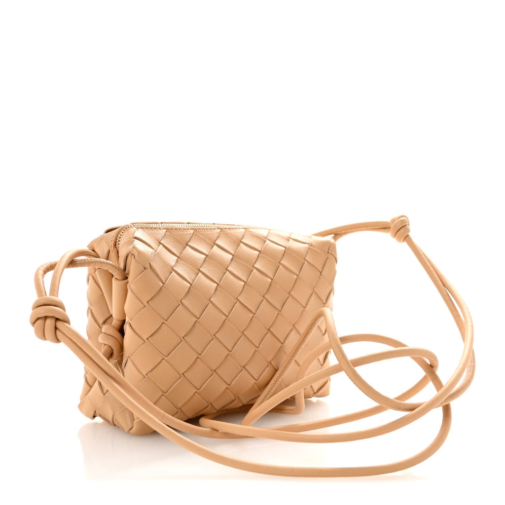 Nappa Intrecciato Mini Loop Camera Bag Almond