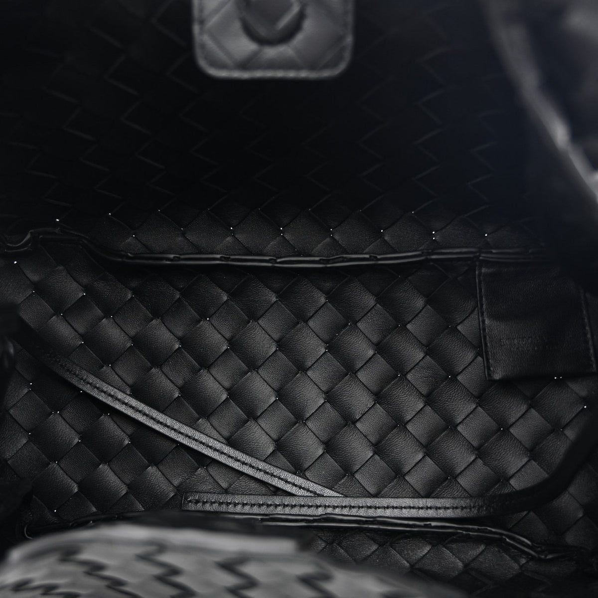 Nappa Intrecciato Small Campana Shoulder Bag Black
