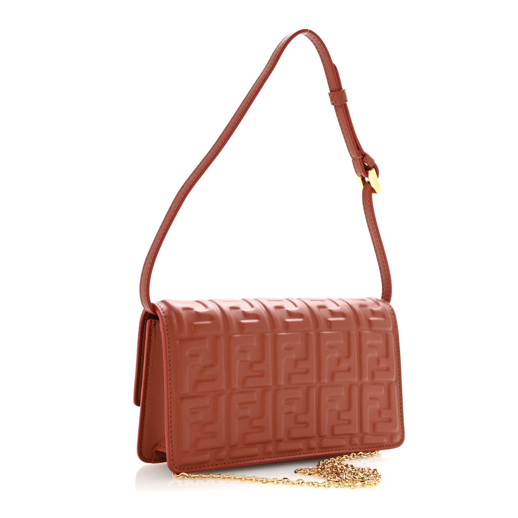 Nappa Matisse FF Embossed Wallet On Chain Baguette Sienna