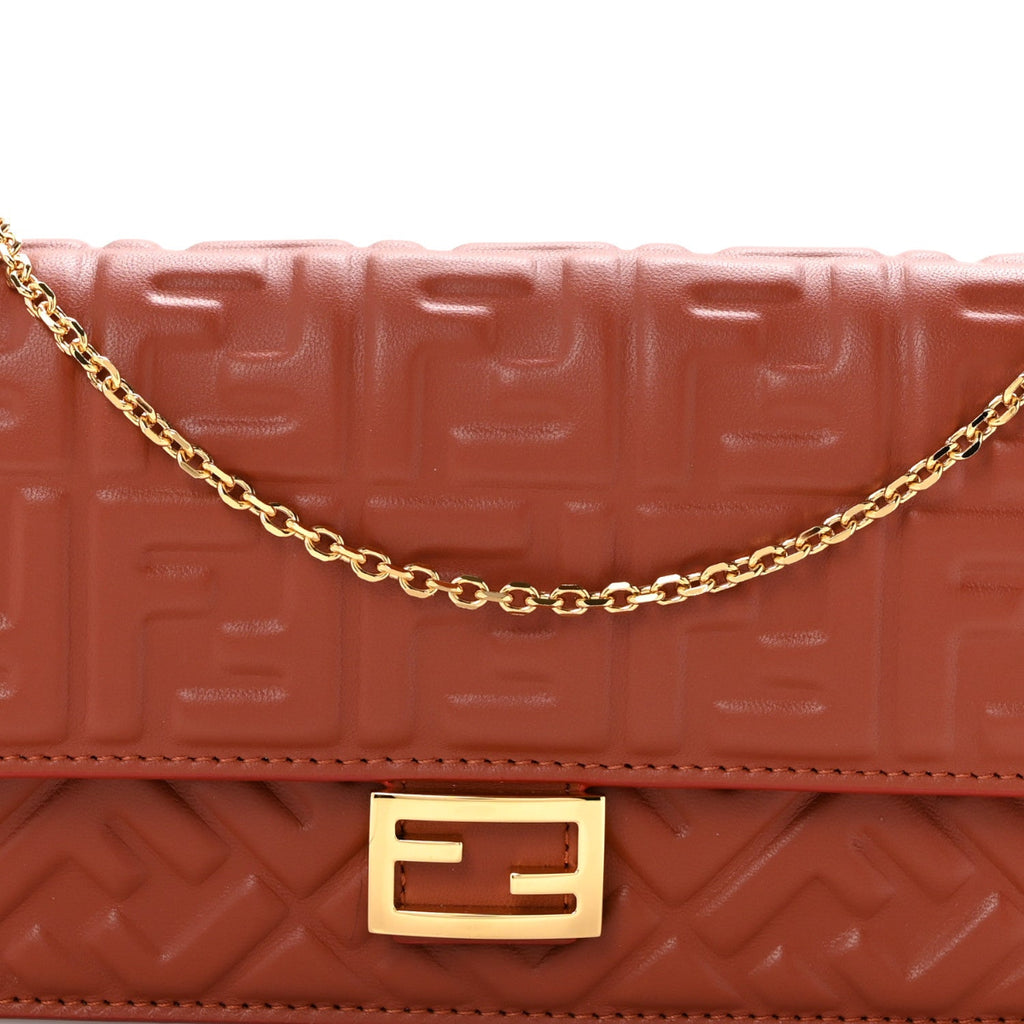 Nappa Matisse FF Embossed Wallet On Chain Baguette Sienna