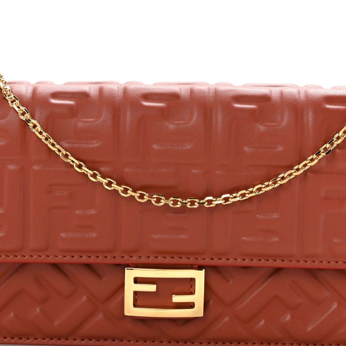 Nappa Matisse FF Embossed Wallet On Chain Baguette Sienna