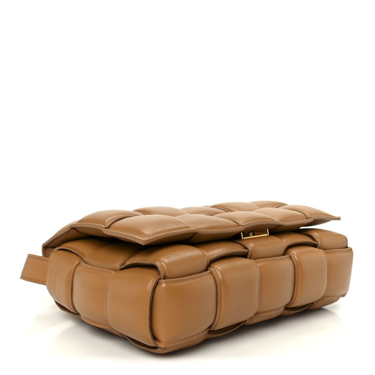 Nappa Maxi Intreccio Padded Cassette Crossbody Bag Caramel