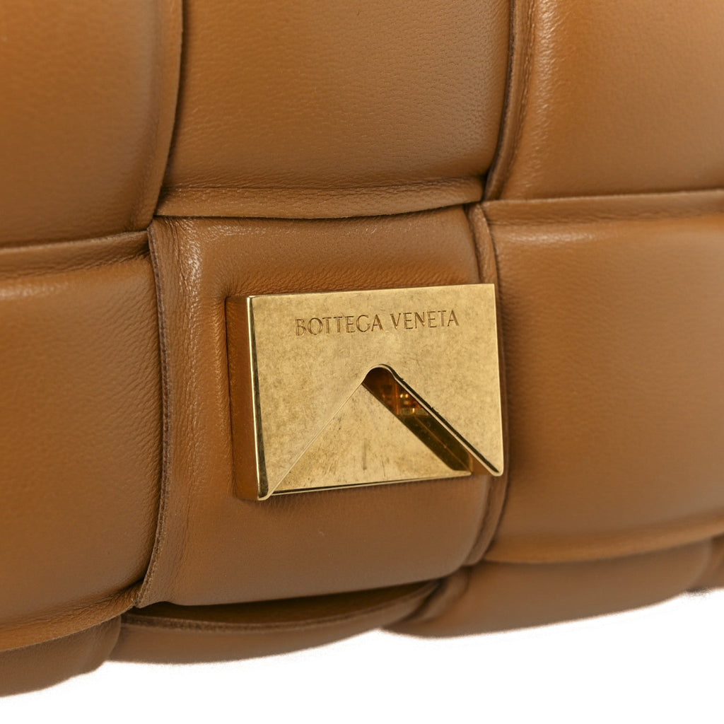 Nappa Maxi Intreccio Padded Cassette Crossbody Bag Caramel