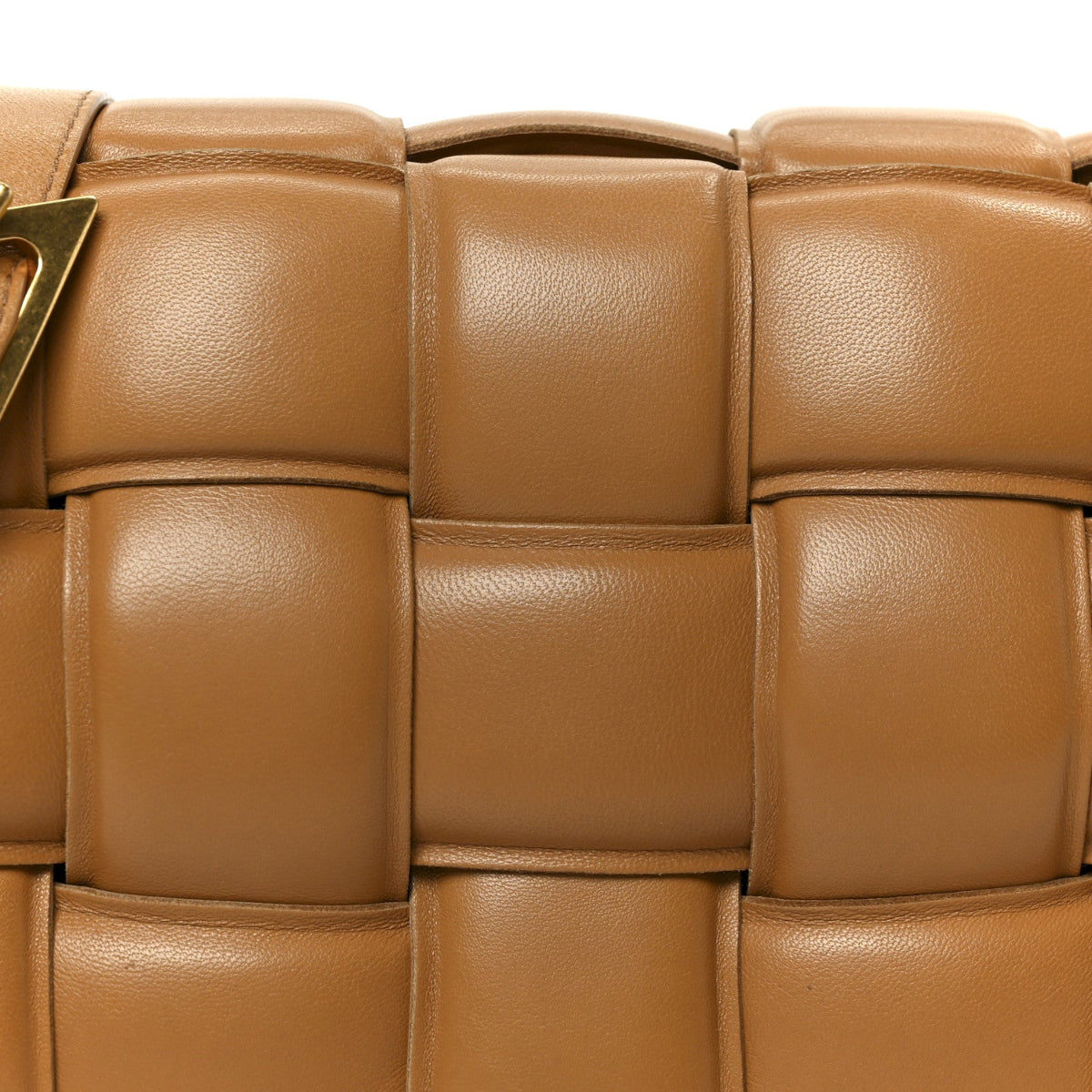 Nappa Maxi Intreccio Padded Cassette Crossbody Bag Caramel