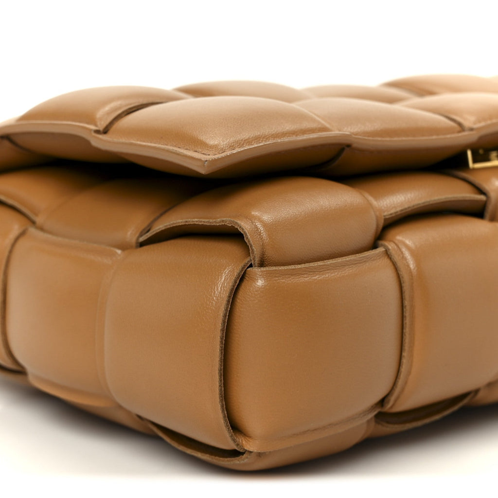 Nappa Maxi Intreccio Padded Cassette Crossbody Bag Caramel