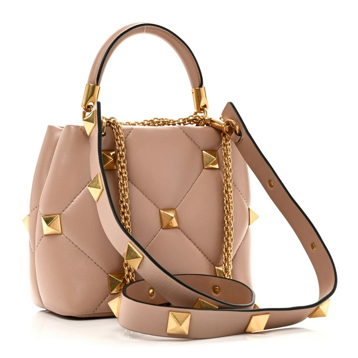 Nappa Small Roman Stud The Handle Bag Rose Cannelle