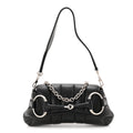 Nappa Vertical Matelasse Small Maxi Horsebit Chain Shoulder Bag Black