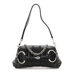 Nappa Vertical Matelasse Small Maxi Horsebit Chain Shoulder Bag Black