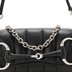 Nappa Vertical Matelasse Small Maxi Horsebit Chain Shoulder Bag Black
