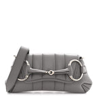 Nappa Vertical Matelasse Small Maxi Horsebit Chain Shoulder Bag Gray