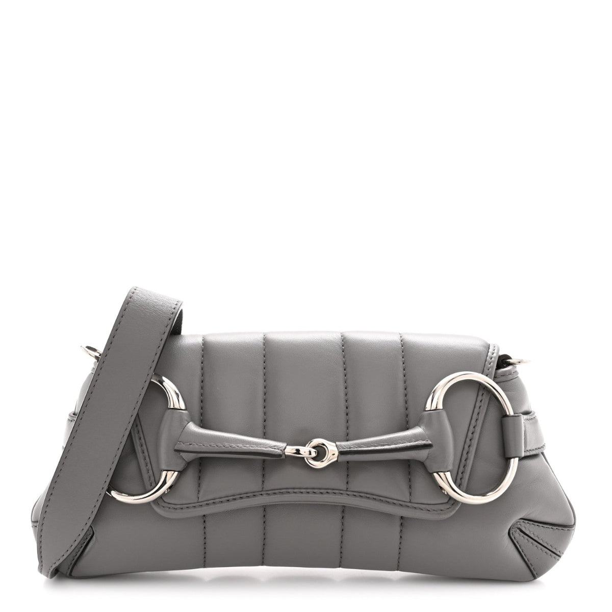 Nappa Vertical Matelasse Small Maxi Horsebit Chain Shoulder Bag Gray