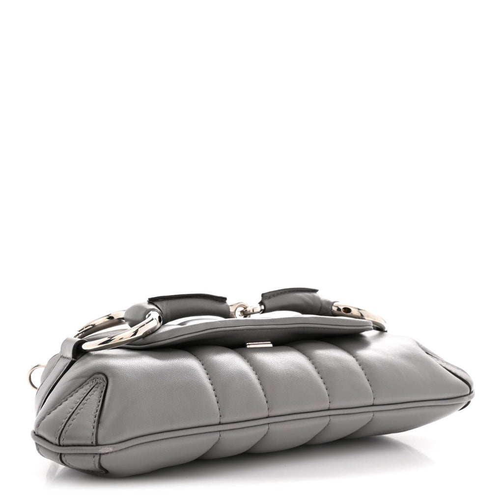 Nappa Vertical Matelasse Small Maxi Horsebit Chain Shoulder Bag Gray