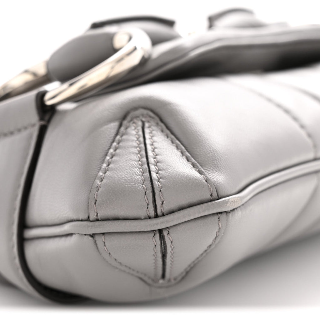 Nappa Vertical Matelasse Small Maxi Horsebit Chain Shoulder Bag Gray