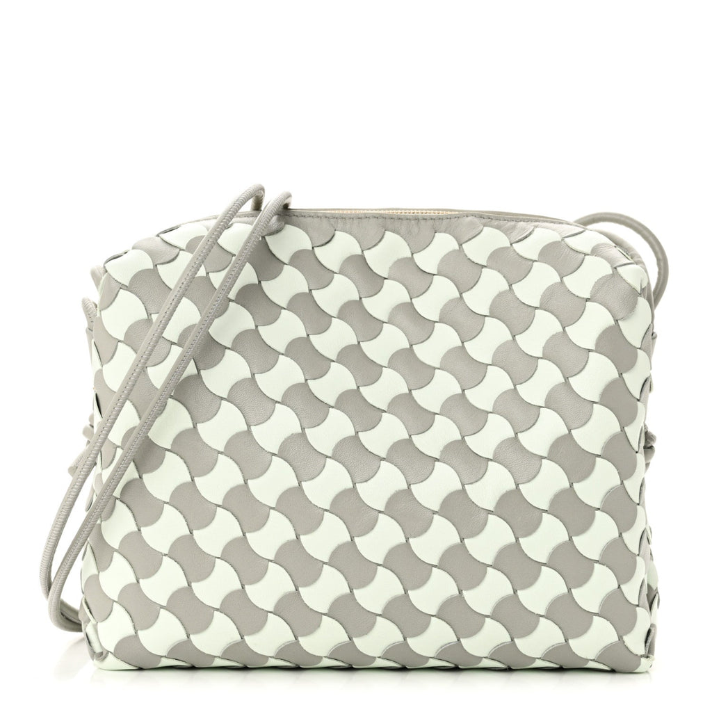 Nappa Wavy Bicolor Intrecciato Small Loop Camera Bag Agate Grey Glacier