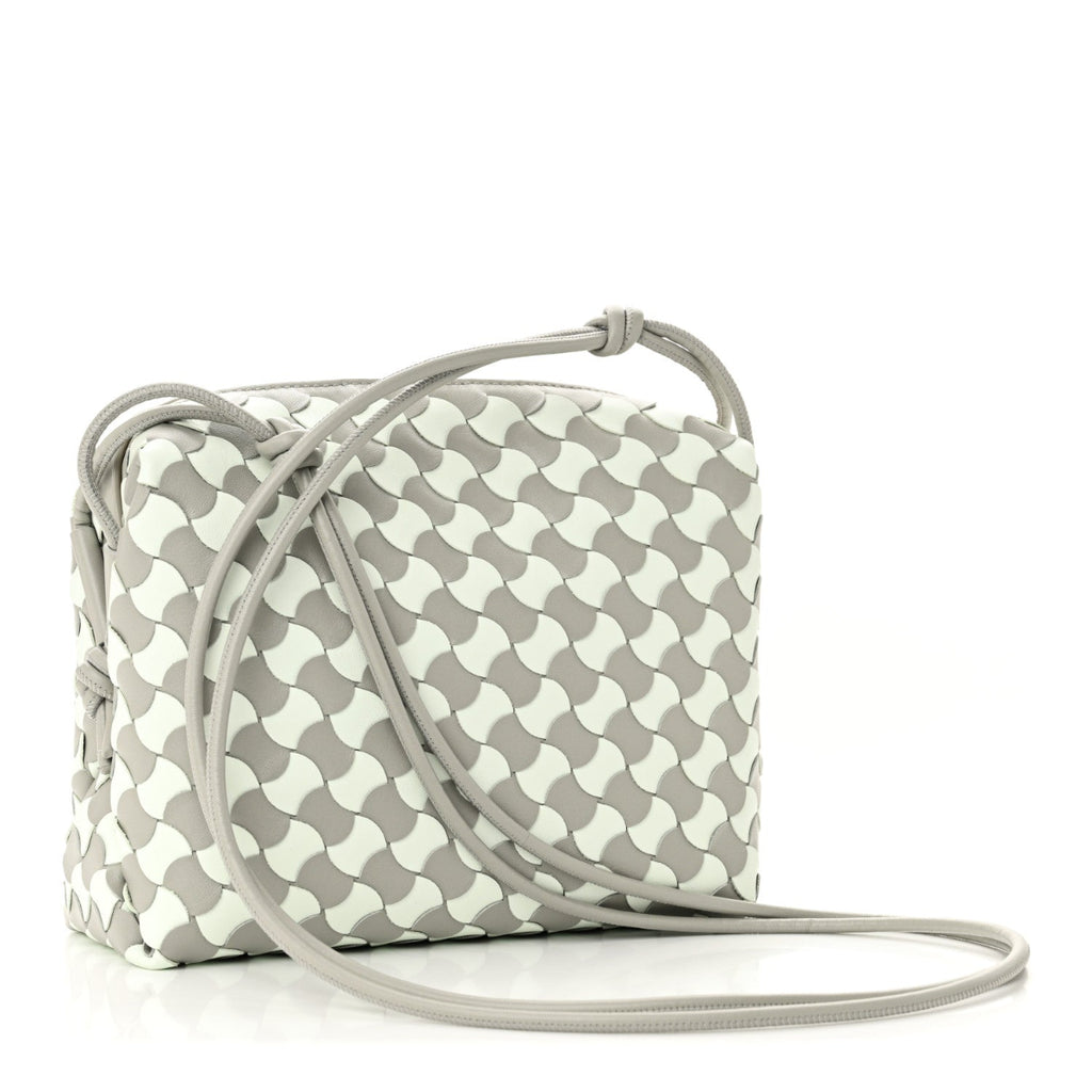 Nappa Wavy Bicolor Intrecciato Small Loop Camera Bag Agate Grey Glacier