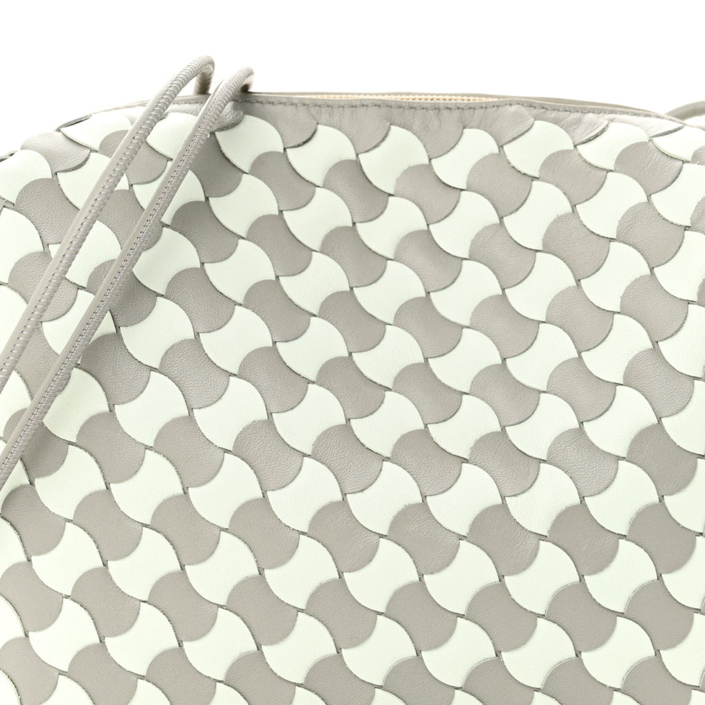 Nappa Wavy Bicolor Intrecciato Small Loop Camera Bag Agate Grey Glacier