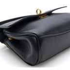 Natural Smooth Calfskin Nano Rodeo Top Handle Handbag Black