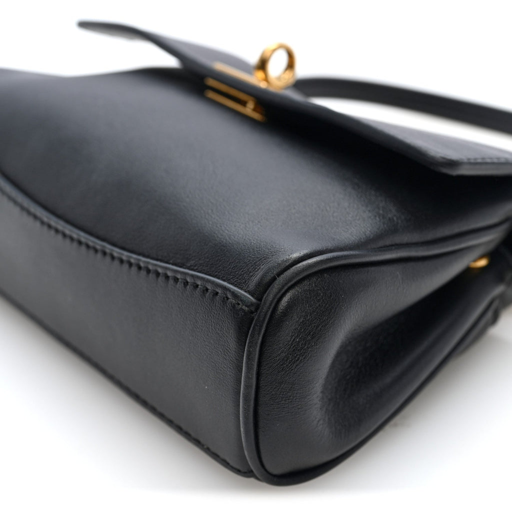 Natural Smooth Calfskin Nano Rodeo Top Handle Handbag Black