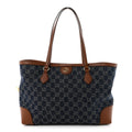 New Denim GG Monogram Medium Ophidia Shopping Tote Blue Tea Cuir