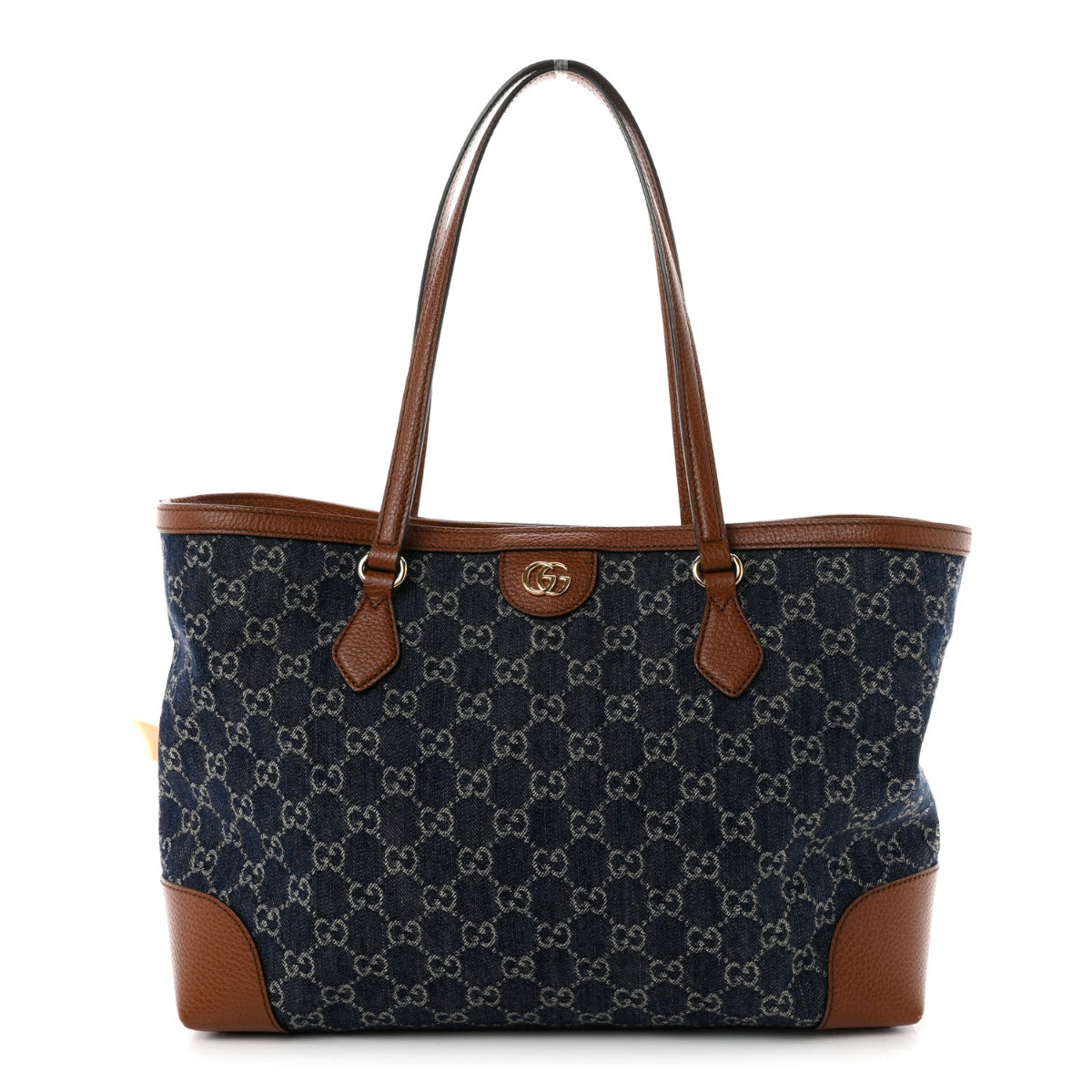 New Denim GG Monogram Medium Ophidia Shopping Tote Blue Tea Cuir
