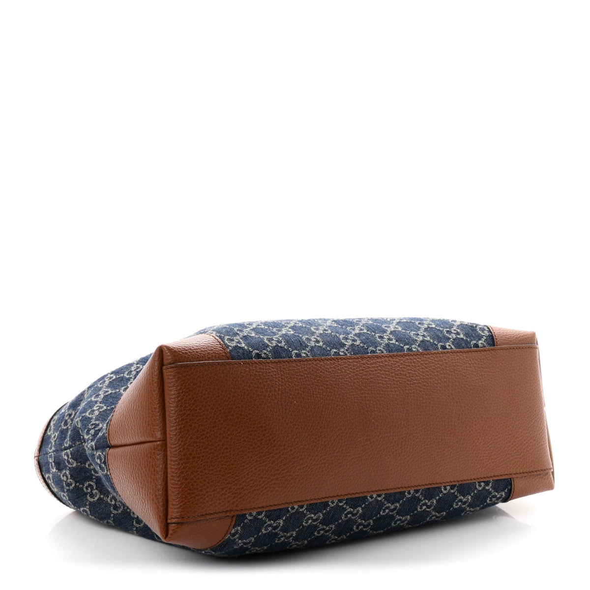 New Denim GG Monogram Medium Ophidia Shopping Tote Blue Tea Cuir