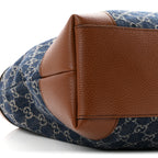 New Denim GG Monogram Medium Ophidia Shopping Tote Blue Tea Cuir