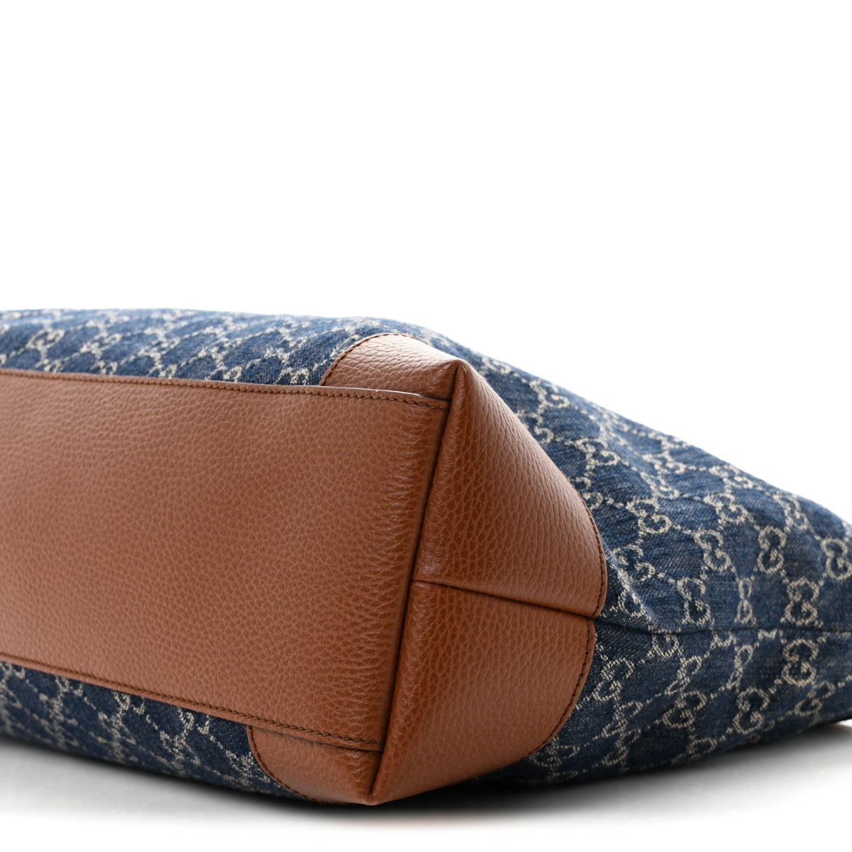 New Denim GG Monogram Medium Ophidia Shopping Tote Blue Tea Cuir