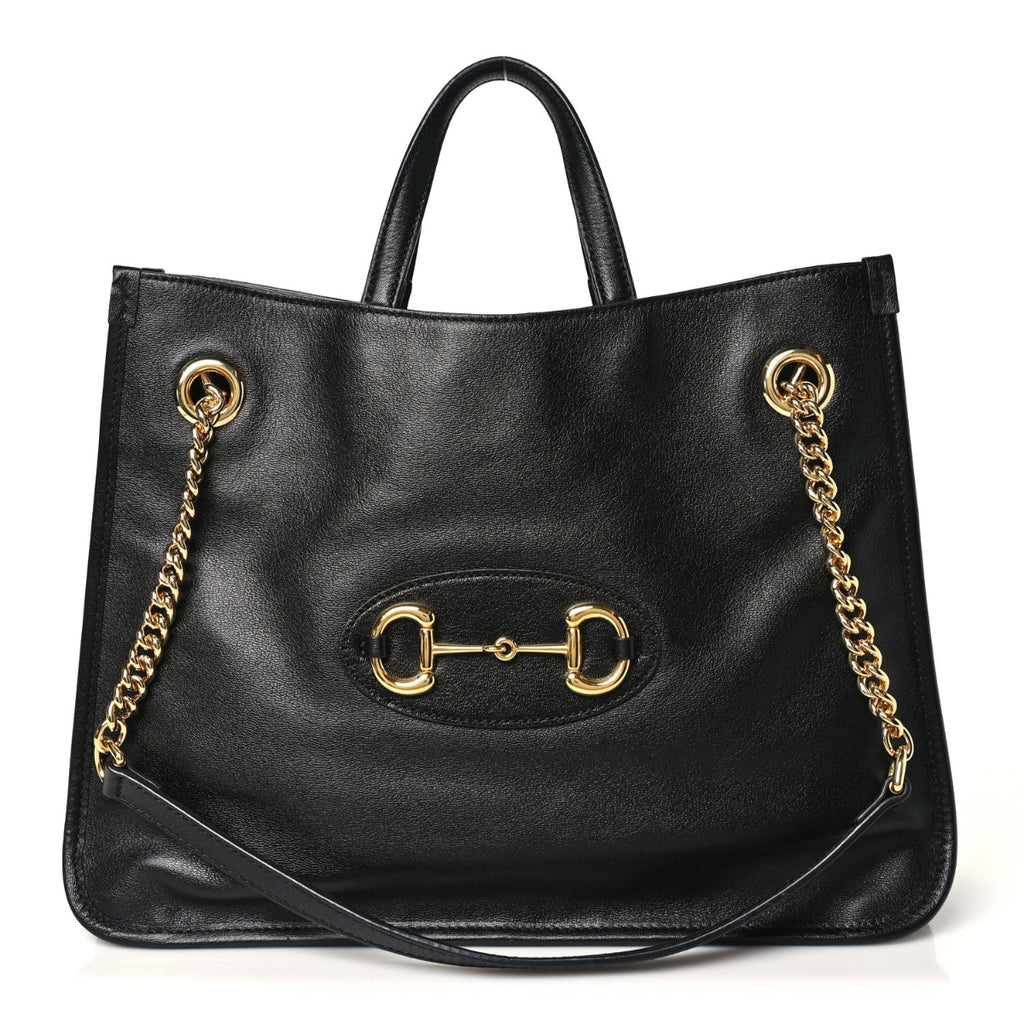 New Sakai Calfskin Lux Medium Horsebit 1955 Tote Bag Black
