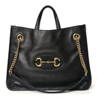 New Sakai Calfskin Lux Medium Horsebit 1955 Tote Bag Black