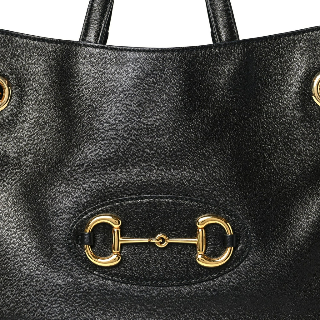 New Sakai Calfskin Lux Medium Horsebit 1955 Tote Bag Black
