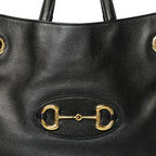 New Sakai Calfskin Lux Medium Horsebit 1955 Tote Bag Black