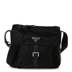 Nylon Vela Saffiano Single Buckle Messenger Shoulder Bag Black