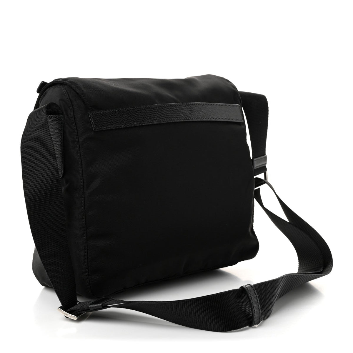 Nylon Vela Saffiano Single Buckle Messenger Shoulder Bag Black