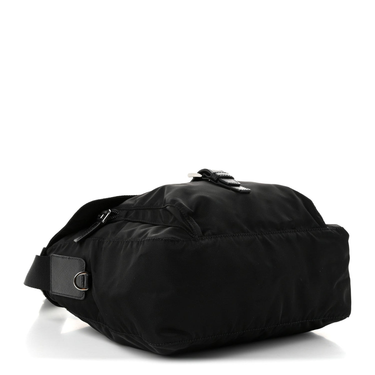 Nylon Vela Saffiano Single Buckle Messenger Shoulder Bag Black